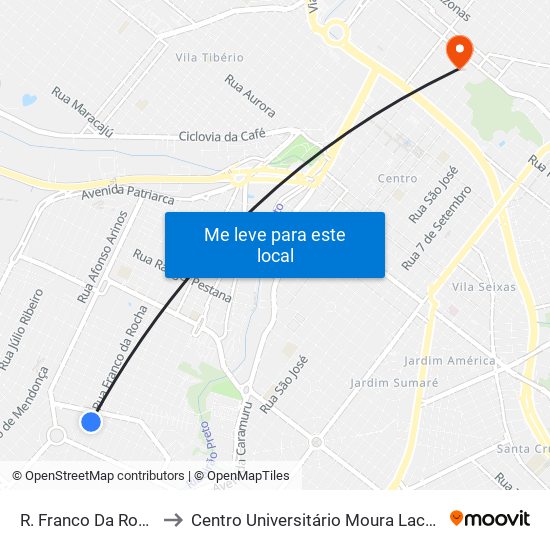 R. Franco Da Rocha to Centro Universitário Moura Lacerda map