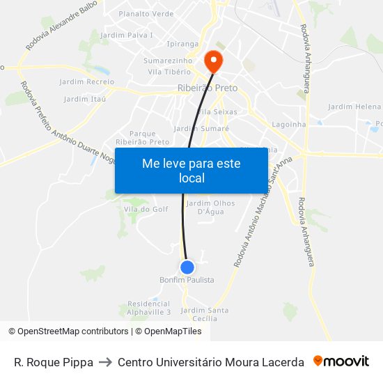 R. Roque Pippa to Centro Universitário Moura Lacerda map