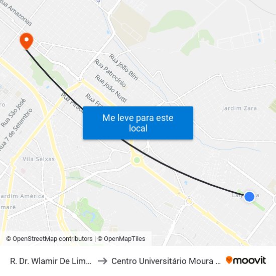 R. Dr. Wlamir De Lima Pupo to Centro Universitário Moura Lacerda map