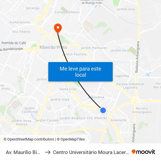 Av. Maurílio Biagi to Centro Universitário Moura Lacerda map