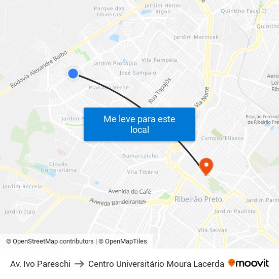 Av. Ivo Pareschi to Centro Universitário Moura Lacerda map