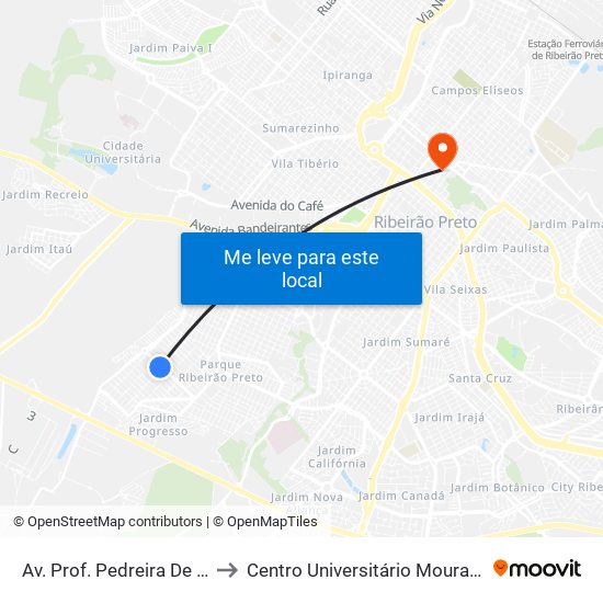 Av. Prof. Pedreira De Freitas to Centro Universitário Moura Lacerda map