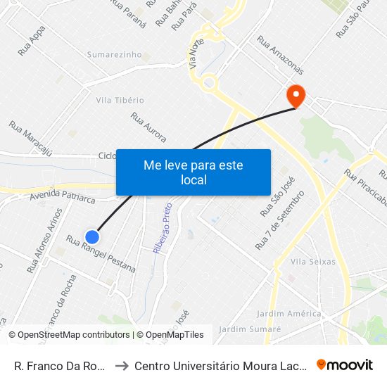 R. Franco Da Rocha to Centro Universitário Moura Lacerda map
