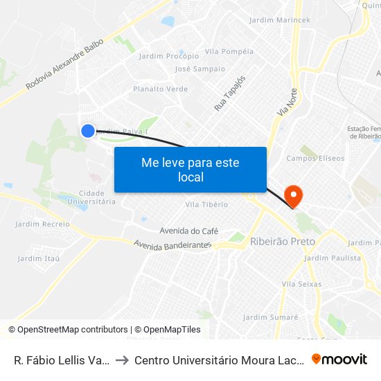 R. Fábio Lellis Valeri to Centro Universitário Moura Lacerda map