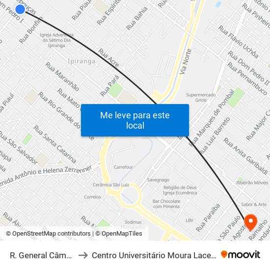 R.  General Câmara to Centro Universitário Moura Lacerda map