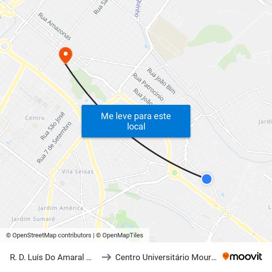 R. D. Luís Do Amaral Mousinho to Centro Universitário Moura Lacerda map