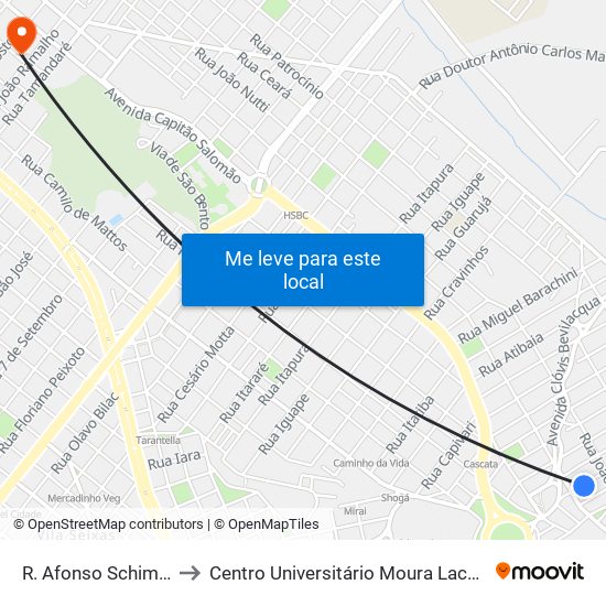 R. Afonso Schimidt to Centro Universitário Moura Lacerda map