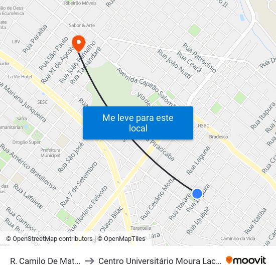 R. Camilo De Mattos to Centro Universitário Moura Lacerda map