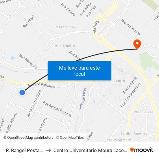 R. Rangel Pestana to Centro Universitário Moura Lacerda map