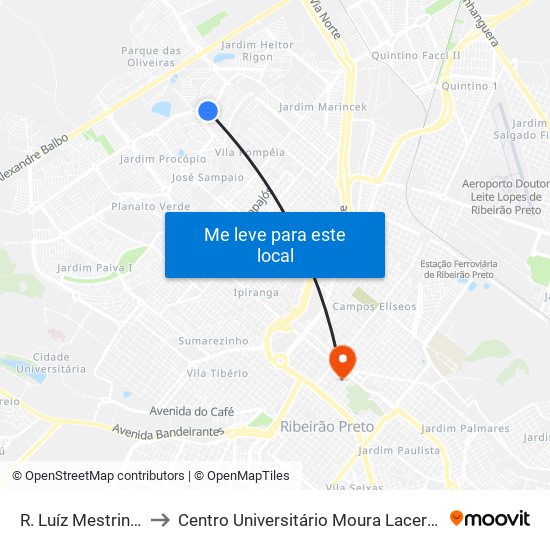 R. Luíz Mestriner to Centro Universitário Moura Lacerda map