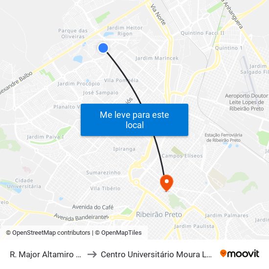 R. Major Altamiro Lima to Centro Universitário Moura Lacerda map