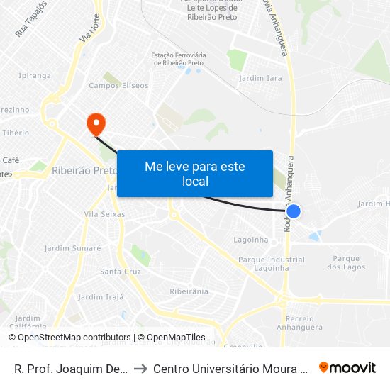 R. Prof. Joaquim De Faria to Centro Universitário Moura Lacerda map