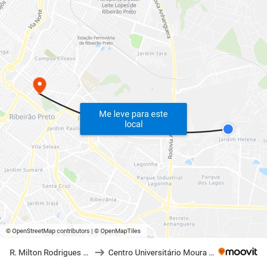 R. Milton Rodrigues Pereira to Centro Universitário Moura Lacerda map