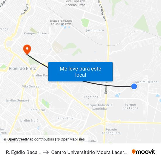 R. Egídio Bacala to Centro Universitário Moura Lacerda map
