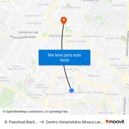 R. Paschoal Bardaro to Centro Universitário Moura Lacerda map
