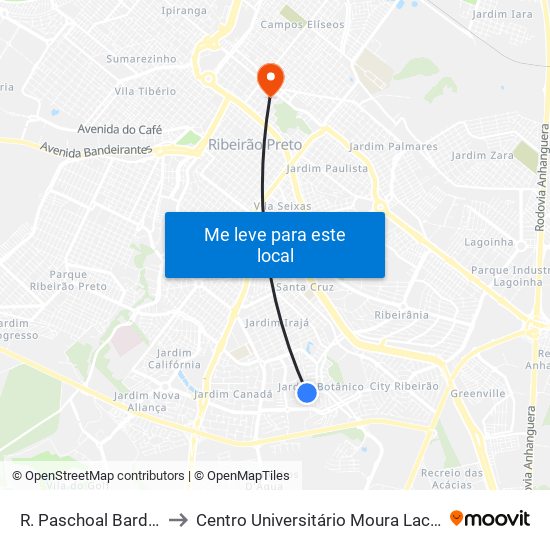 R. Paschoal Bardaro to Centro Universitário Moura Lacerda map
