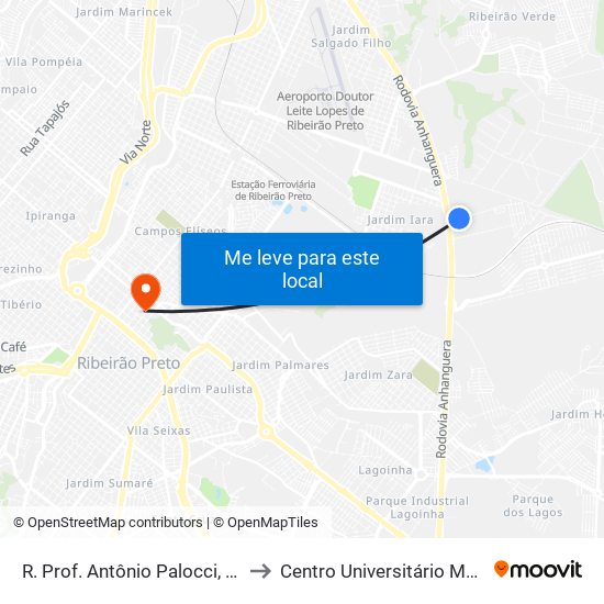 R. Prof. Antônio Palocci, 280 (Oposto) to Centro Universitário Moura Lacerda map