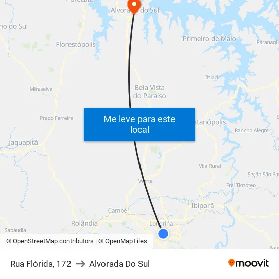 Rua Flórida, 172 to Alvorada Do Sul map