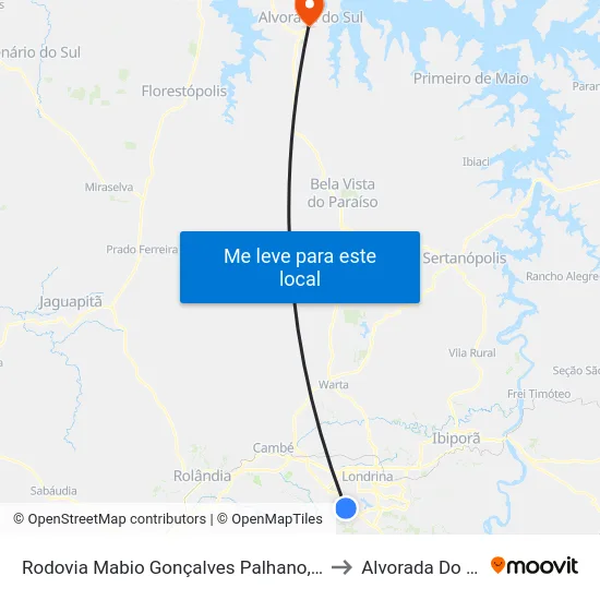 Rodovia Mabio Gonçalves Palhano, 300 to Alvorada Do Sul map