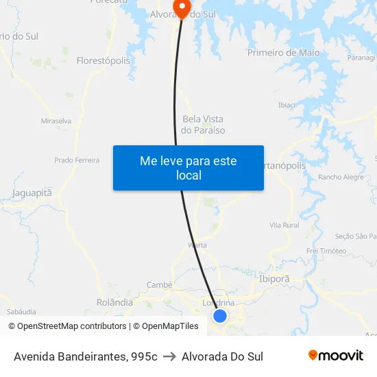 Avenida Bandeirantes, 995c to Alvorada Do Sul map