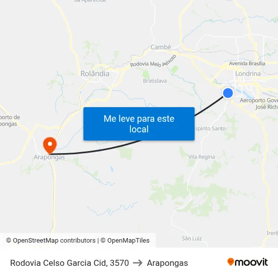 Rodovia Celso Garcia Cid, 3570 to Arapongas map