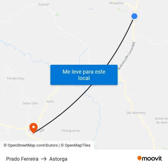Prado Ferreira to Astorga map