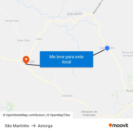 São Martinho to Astorga map