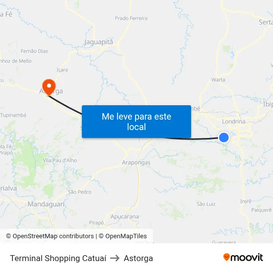 Terminal Shopping Catuaí to Astorga map