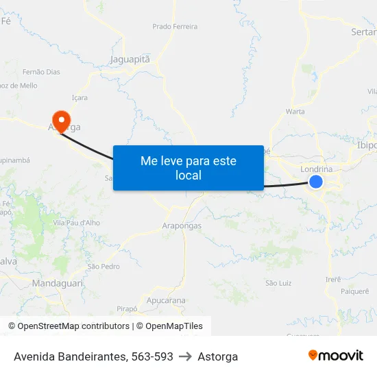 Avenida Bandeirantes, 563-593 to Astorga map