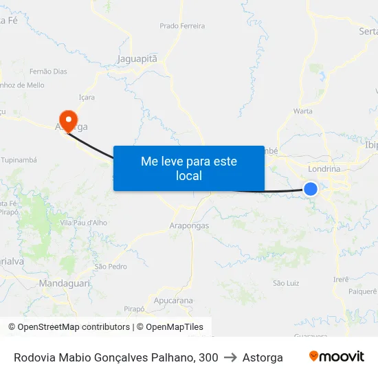 Rodovia Mabio Gonçalves Palhano, 300 to Astorga map