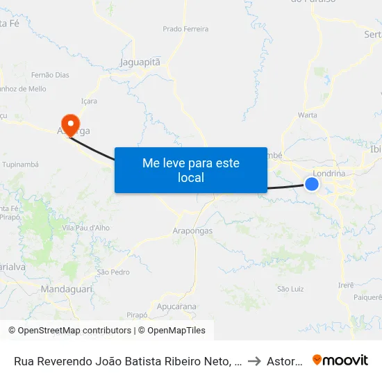 Rua Reverendo João Batista Ribeiro Neto, 76 to Astorga map