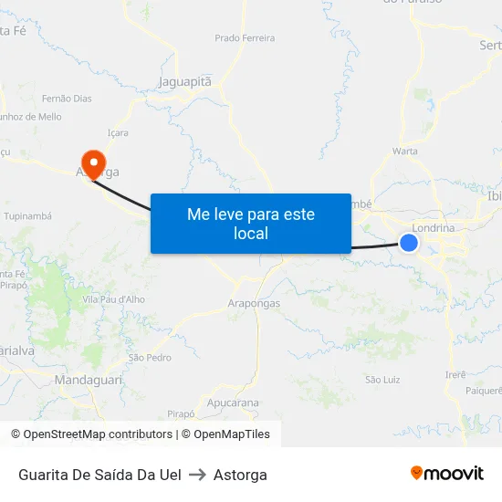 Guarita De Saída Da Uel to Astorga map