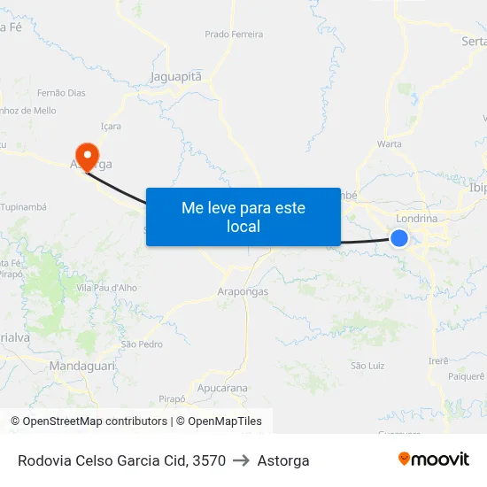 Rodovia Celso Garcia Cid, 3570 to Astorga map