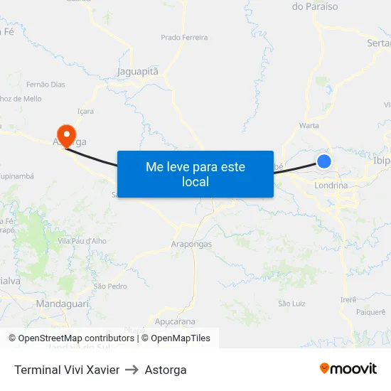 Terminal Vivi Xavier to Astorga map