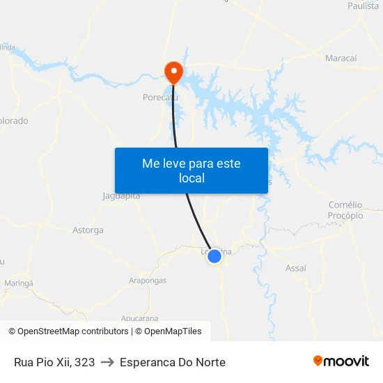 Rua Pio Xii, 323 to Esperanca Do Norte map