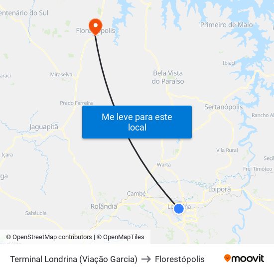 Terminal Londrina (Viação Garcia) to Florestópolis map