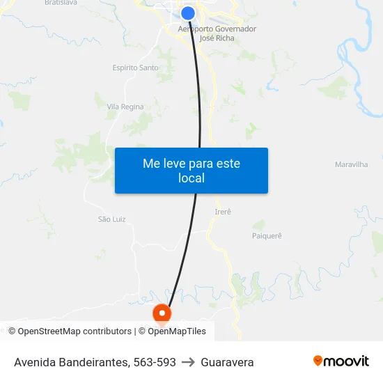 Avenida Bandeirantes, 563-593 to Guaravera map