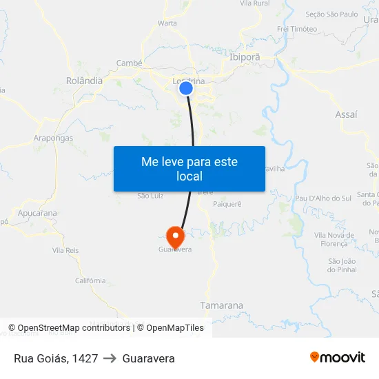 Rua Goiás, 1427 to Guaravera map