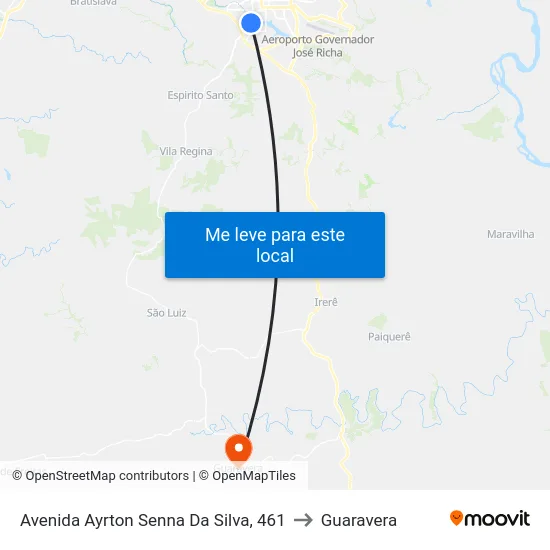 Avenida Ayrton Senna Da Silva, 461 to Guaravera map