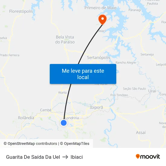 Guarita De Saída Da Uel to Ibiaci map