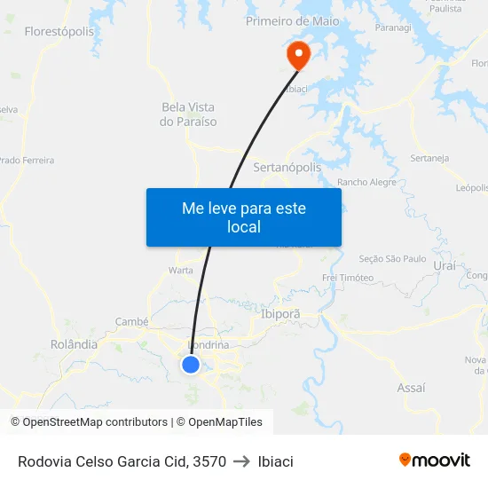 Rodovia Celso Garcia Cid, 3570 to Ibiaci map