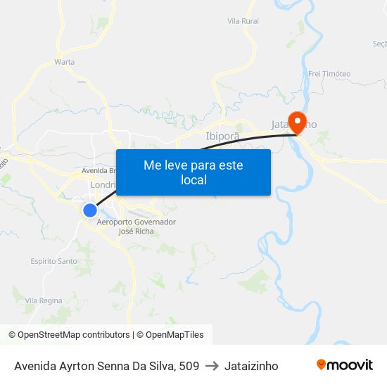Avenida Ayrton Senna Da Silva, 509 to Jataizinho map