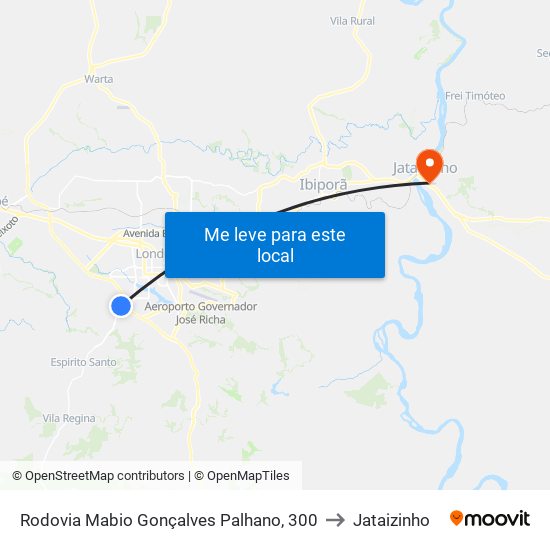 Rodovia Mabio Gonçalves Palhano, 300 to Jataizinho map