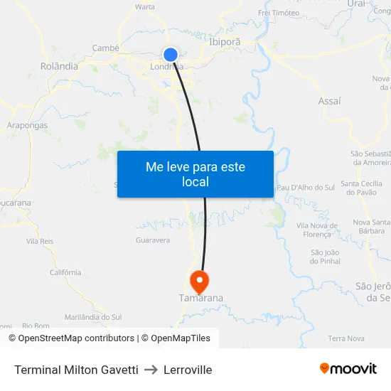 Terminal Milton Gavetti to Lerroville map