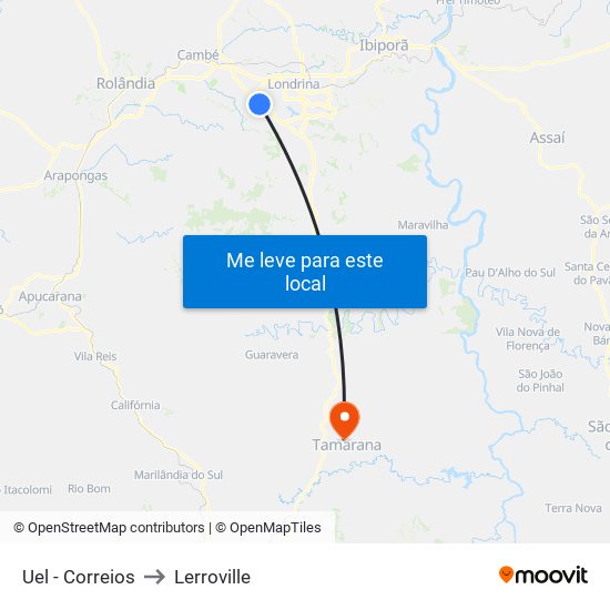 Uel - Correios to Lerroville map