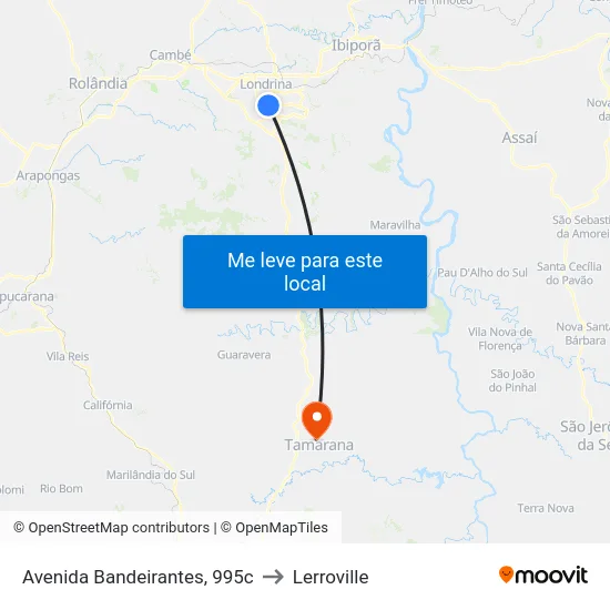 Avenida Bandeirantes, 995c to Lerroville map