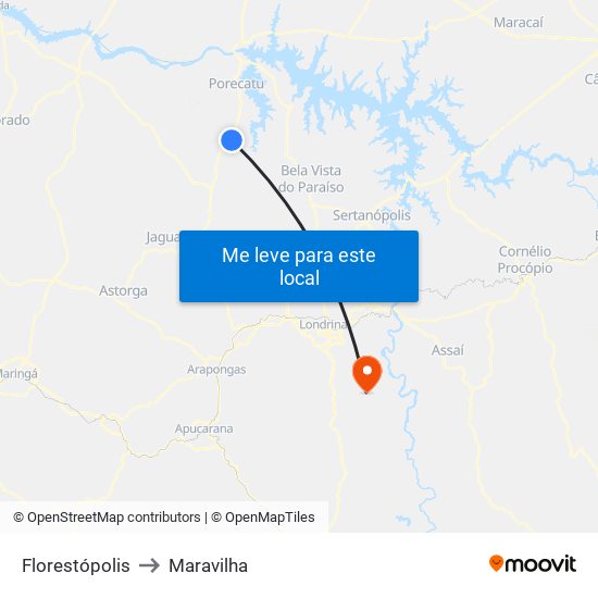 Florestópolis to Maravilha map