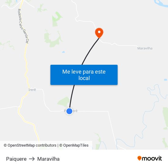 Paiquere to Maravilha map