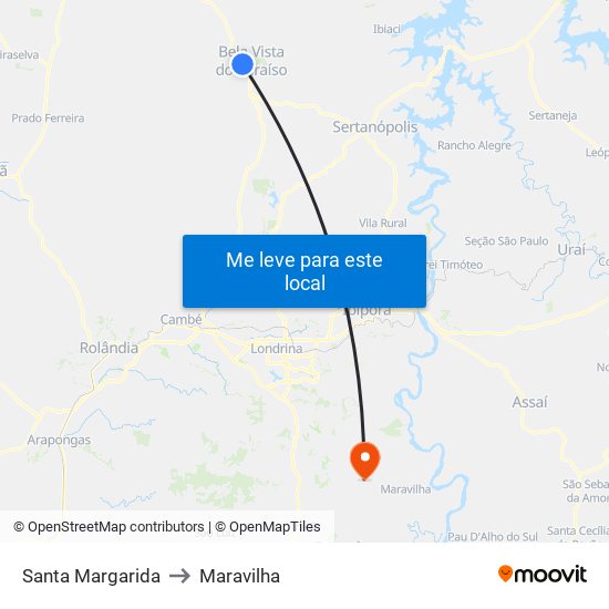 Santa Margarida to Maravilha map