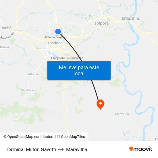 Terminal Milton Gavetti to Maravilha map